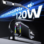 Retractable Car Charger with Starlight, Max 120W USB C Car Charger Adapter - Image 7