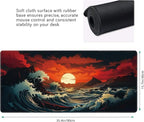 Japanese Sea Wave Large Mouse Pad, Gaming Keyboard Desk Pad, Extended Mouse Mat - Image 3