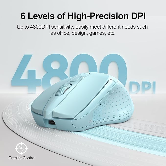 TECKNET Wireless Mouse Rechargeable 4800 DPI Silent USB A & Bluetooth Mouse 6 - Image 5