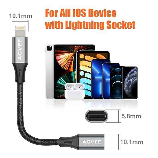 AGVEE 4 inch Lightning Extension Cable, Braided Female to Male Extender Full - Image 7