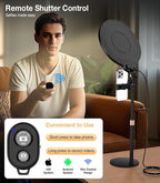 MoKo Desk Ring Light with Stand and Phone Holder, Dimmable Zoom Lighting - Image 5