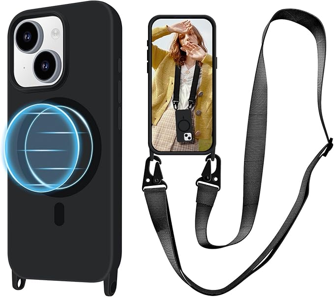 for iPhone 16 Case with Lanyard, Crossbody Phone Case with Neck Strap Adjustable by VooDirop