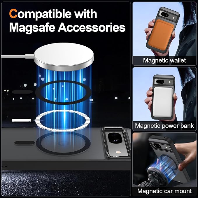 Magnetic for Google Pixel 8a Case, Shockproof Slim Translucent Matte Anti-Slip - Image 2