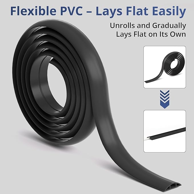 ZhiYo 3.6ft Cord Covers for Wires on Floor, Soft PVC Cable Cover Cable Protector - Image 7