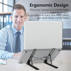 Laptop Stand for Desk, Adjustable Laptop Riser ABS+Silicone Foldable Portable - Image 2
