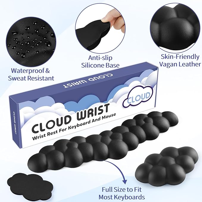 Cloud Wrist Rest for Keyboard and Mouse, Memory Foam PU Leather Keyboard Wrist - Image 5