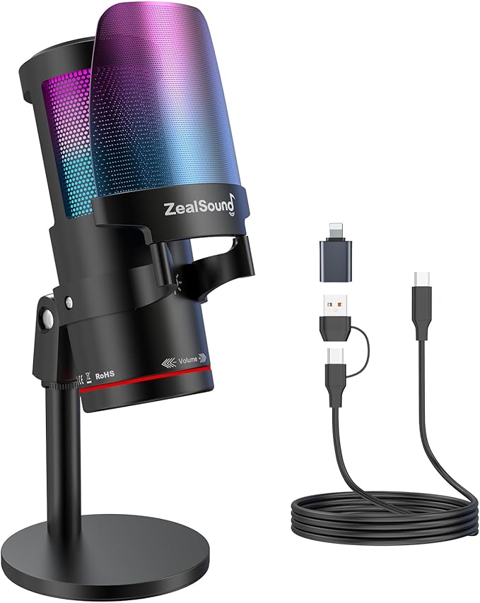 ZealSound Gaming USB Microphone, Noise Cancellation Condenser mic by zealsound