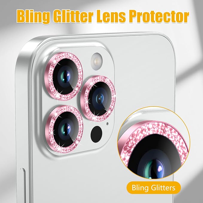 AGVEE 3+3 6 Pack for iPhone 14 Pro/Pro Max, Bling Diamond & Glitter Metal Ring - Image 5
