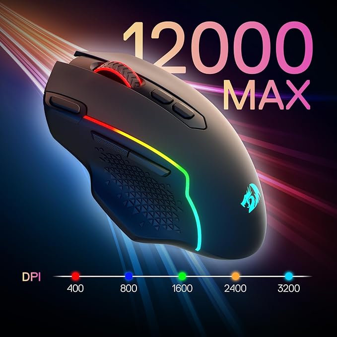 Redragon M810 MAX 3-Mode Wireless Gaming Mouse, 12000 DPI Wired/Wireless RGB - Image 7