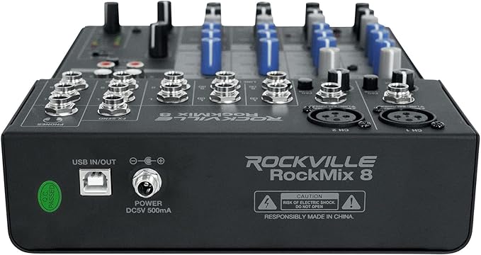 Rockville ROCKMIX 8 Channel Mixer, USB Recording Interface, Compressor - Image 6