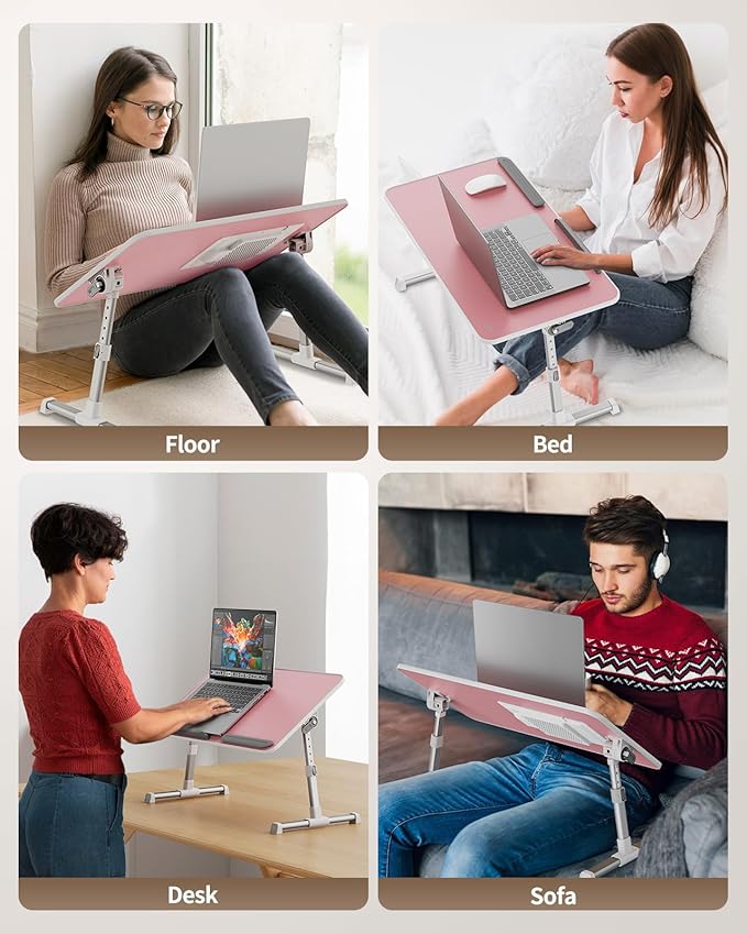 Laptop Desk for Bed with Cooling Fan, SAIJI Height & Angle Adjustable Laptop - Image 4
