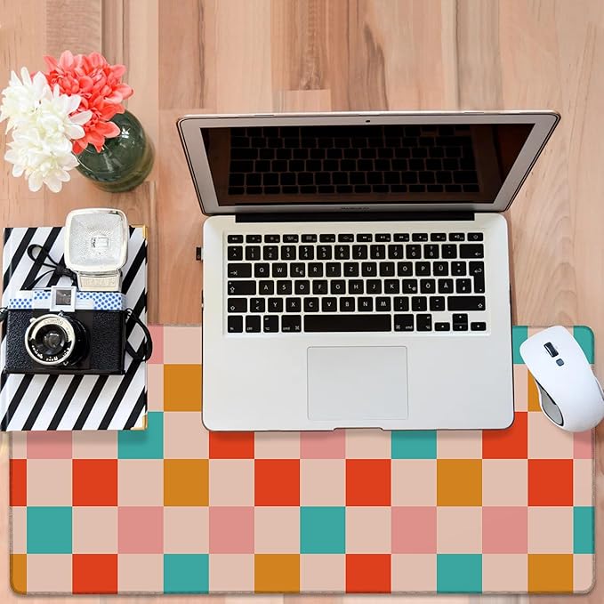 Large Mouse Pad Retro Checkerboard Gaming Desk Pad Computer Keyboard Non-slip - Image 6