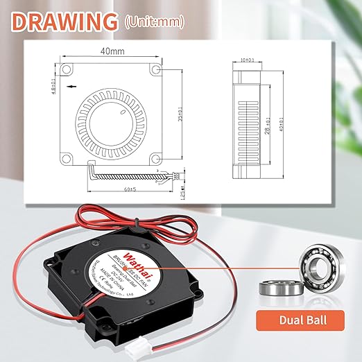 Wathai DC 4010 Blower Fan 24V Duall Ball High Speed - Image 6