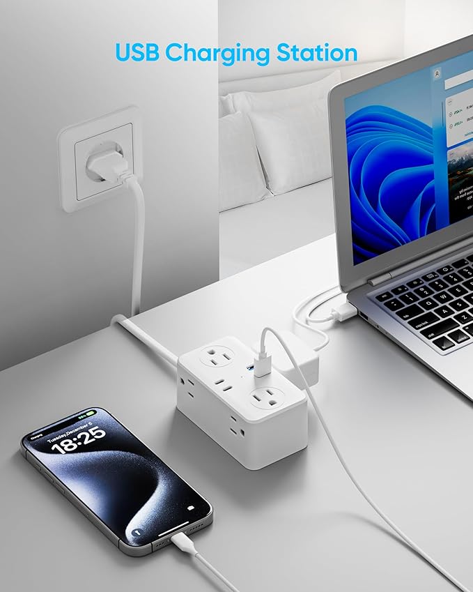 Kakyanill European Travel Plug Adapter, Type E F Plug Adapter, 6 AC Outlets - Image 7