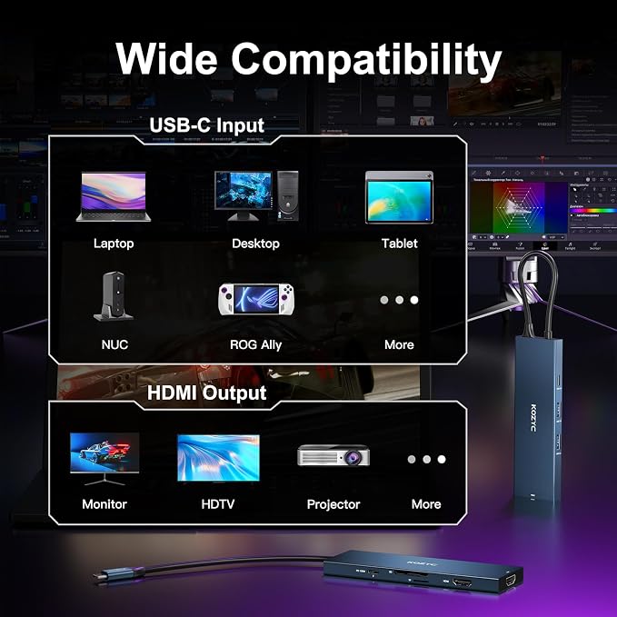 USB C Docking Station Dual HDMI 4K@60Hz, 8-in-1 USB C Hub 2 HDMI, USBC 3.0 - Image 6