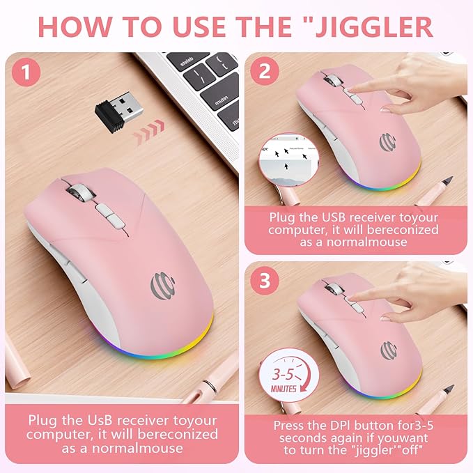 Wireless Bluetooth Mouse, 2.4G and Bluetooth 5.2 Ergonomic Rechargeable USB - Image 2