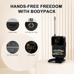 4-Channel Wireless Microphone System, UHF Cordless Mic Set w/ 4x10 Frequencies - Image 5
