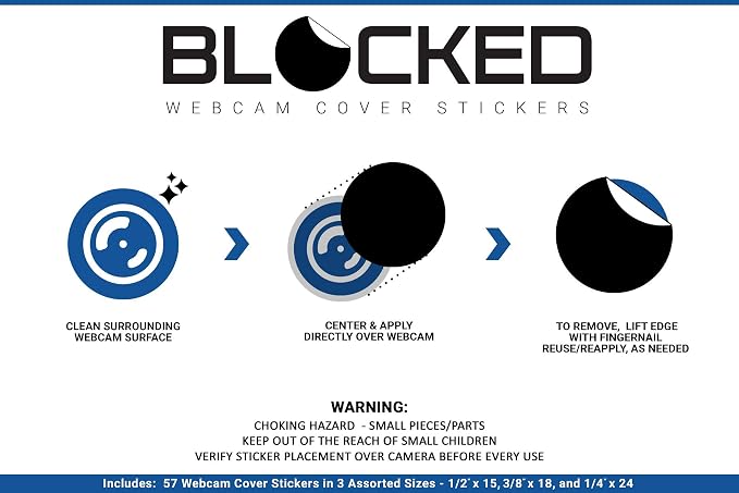 Stackable Webcam/Camera Vinyl Covers | 57 Tabbed Low-Tack Restickable Webcam - Image 4