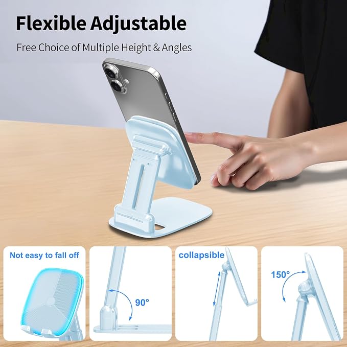 DEERLAMN Cell Phone Stand for Desk, Height Adjustable Cell Phone Holder - Image 4