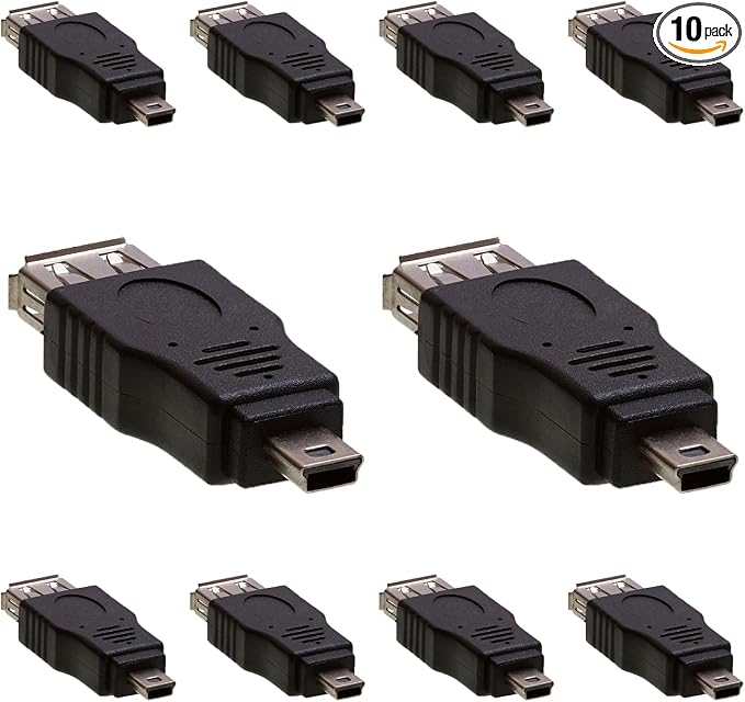 Cmple - [10 Pack Mini USB to USB Adapter Standard USB 2.0 A Female Jack to Mini by Cmple