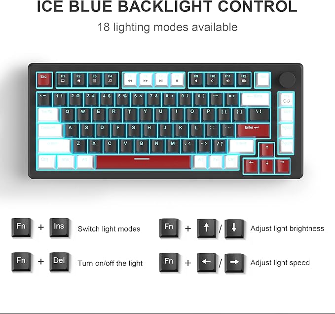 MageGee 75% Mechanical Gaming Keyboard, Compact Blue Backlit Wired Gaming - Image 2