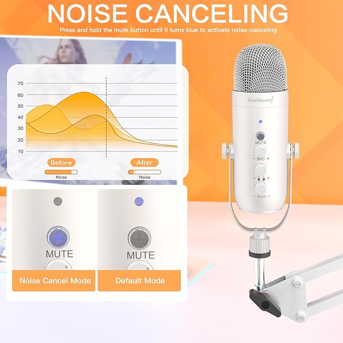ZealSound Gaming Microphone for PC, USB Podcast Microphone - Image 4