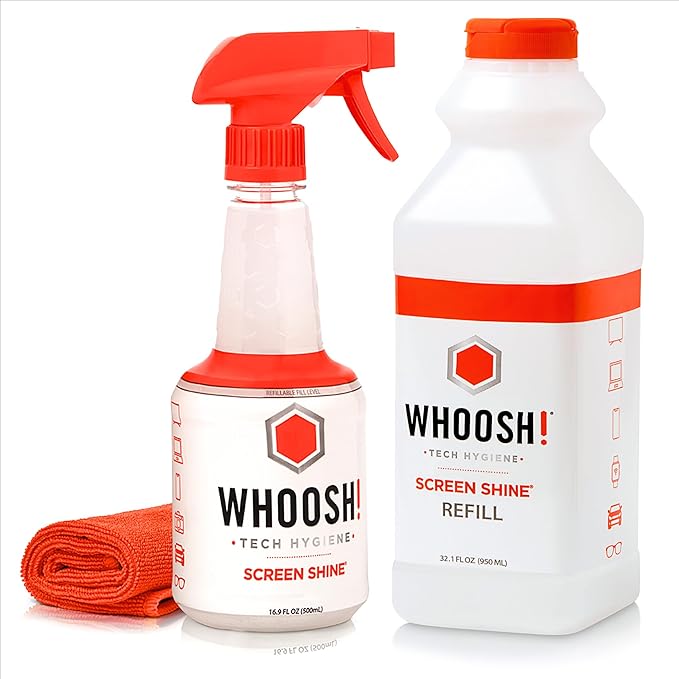 WHOOSH! Screen Cleaner Spray & Refill Bundle | 16.9 & 32.1 fl oz + 1 Microfiber by WHOOSH