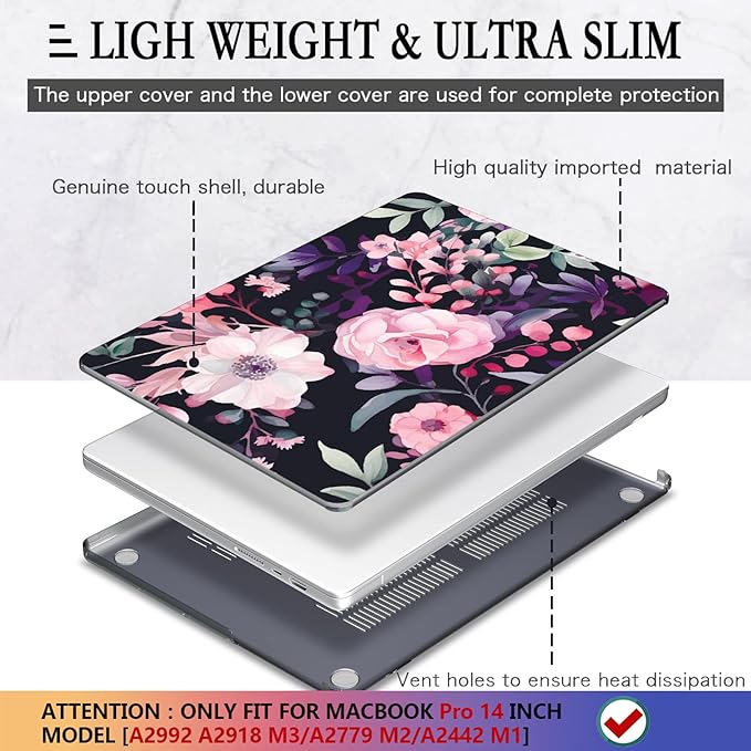 CISSOOK Compatible with MacBook Pro 14 inch Case M4 A3112 A3185 A3401 M3 A2992 - Image 4