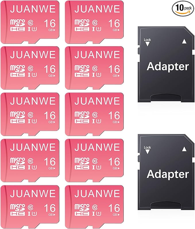 JUANWE 16GB Micro SD Card 10 Pack microSDHC Memory Card by JUANWE