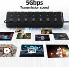 USB hub, 7 Port USB 3.0 Hub, VEMONT USB Splitter - Image 4