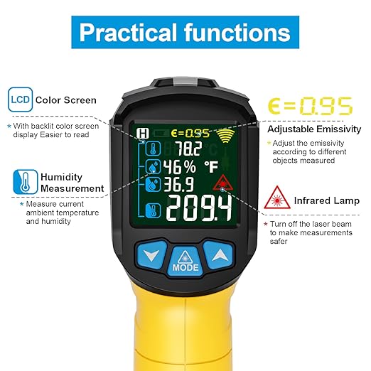 MESTEK Infrared Thermometer Temperature Gun, Non-Contact Digital Laser - Image 4