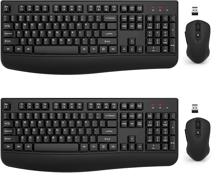 Wireless Keyboard and Mouse Combo, EDJO 2.4G Full-Sized Ergonomic Computer by EDJO