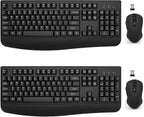 Wireless Keyboard and Mouse Combo, EDJO 2.4G Full-Sized Ergonomic Computer by EDJO