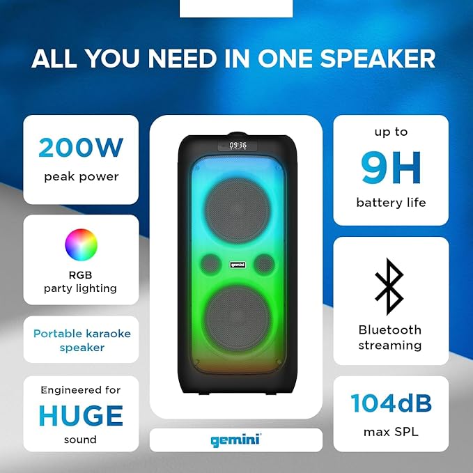 Gemini 200W Portable Bluetooth Party Speaker - Image 4