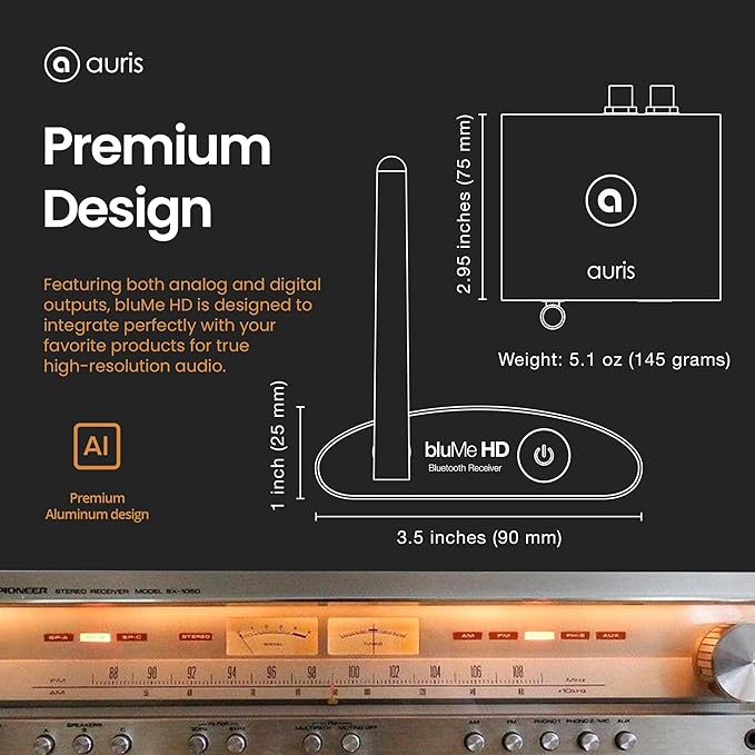 Auris Blume HD Long Range Bluetooth 5.3 Music Receiver Hi-Fi Audio Adapter - Image 6