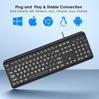 Large Print Computer Keyboard, Wired USB Full Size Quiet Keyboard - Image 2