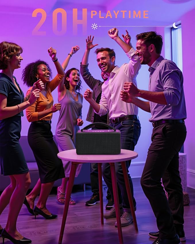 DINDIN Portable Bluetooth Speaker: 80W, 20H Playtime, Loud Wireless Wood - Image 5