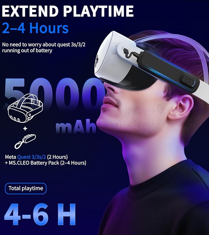 Battery Pack for Meta/Oculus Quest 3S/3/2, 5000mAh Battery VR Charger, Extend - Image 2