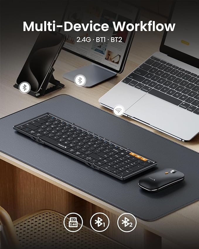 ProtoArc Foldable Keyboard and Mouse, XKM01 True Full-Size Folding Bluetooth - Image 4