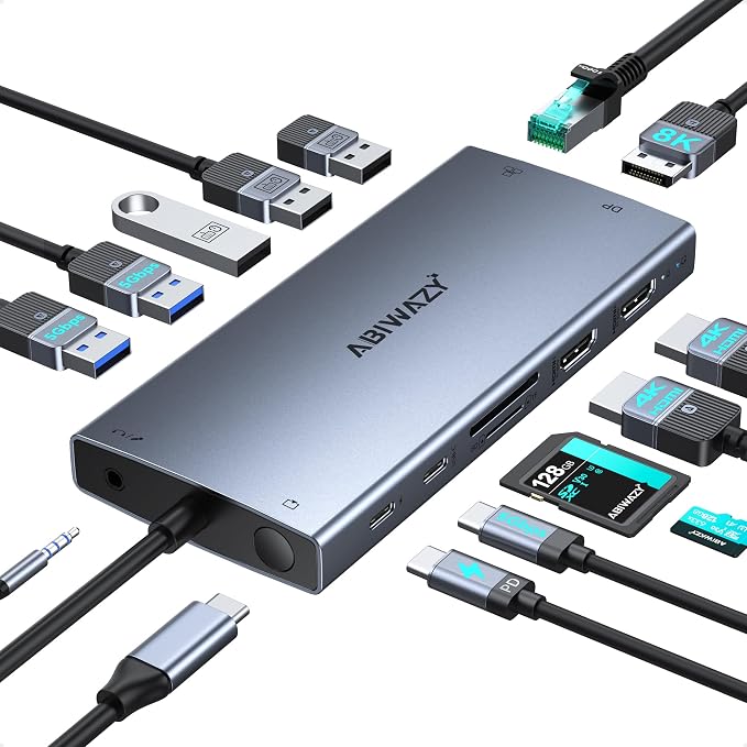 USB C Docking Station Dual Monitor by ABIWAZY