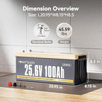Power Queen 25.6V 100Ah LiFePO4 Battery, Built-in 100A BMS, 4000 to 15000 Cycles - Image 9