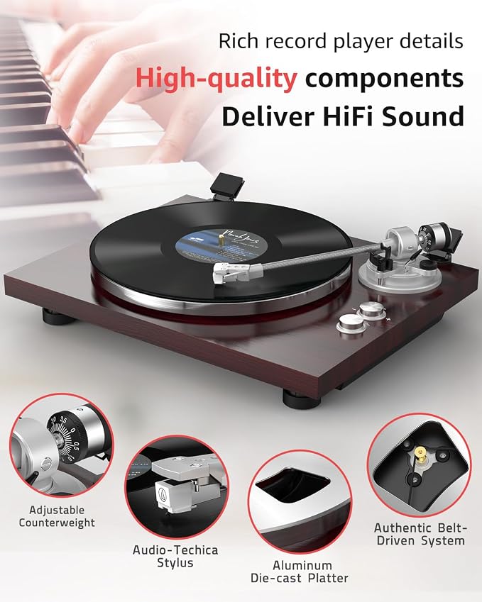 Turntable Record Player Wireless Output Carbon Fiber Tonearm Vinyl Player - Image 3