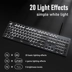 EWEADN TK100 Typewriter Keyboard Wired Mechanical Keyboard, 104 Keys Aesthetic - Image 3