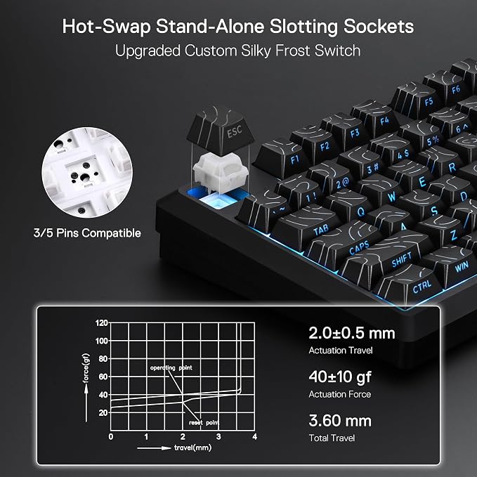 Redragon K737 PRO Wireless 87 Keys Gasket Gaming Keyboard, 80% Premium CNC - Image 6