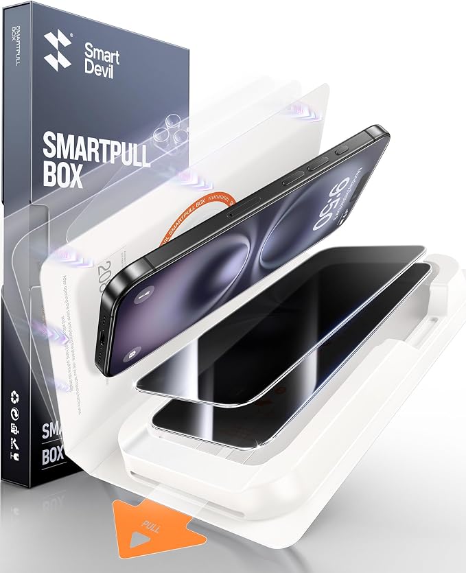 SMARTDEVIL 2 Pack for iPhone 16 Privacy Screen Protector, Military Grade by SmartDevil