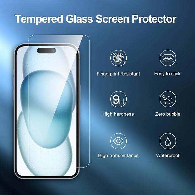 NEW'C 3 Pack Designed for iPhone 16, iPhone 15 Screen Protector, Enhanced - Image 4