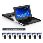 MT-VIKI Rack Mount KVM, 8 Port KVM VGA Switch w/15.6'' LCD Monitor, Mount into by MT-VIKI