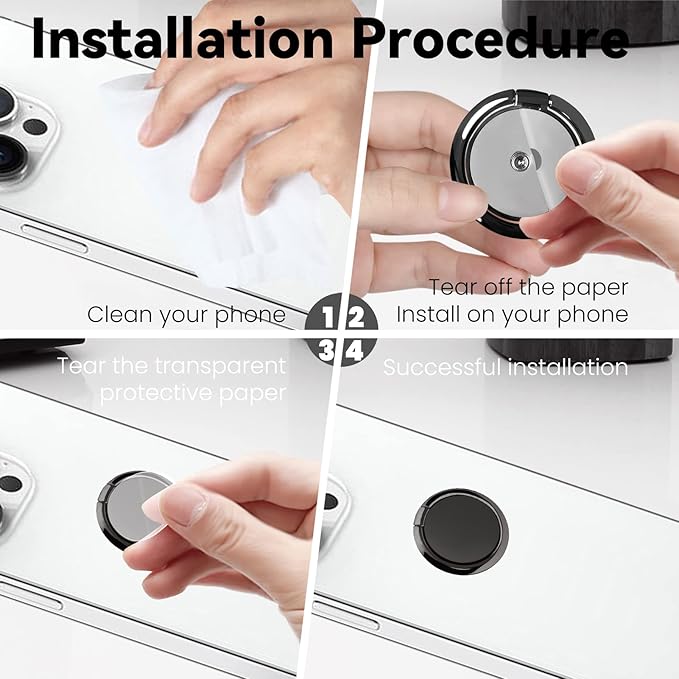 Metal Cell Phone Ring Holder Finger Ring Stand, 360 Degree Rotation Ring - Image 7