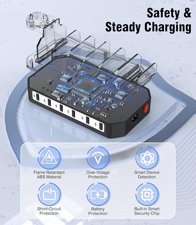6 IN 1 Fast Charging Station for Multiple Device【Durable & Safe Charging】6 - Image 3