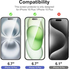 NEW'C 3 Pack Designed for iPhone 16 Plus, 15 Plus Screen Protector, Enhanced - Image 2